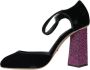 Dolce & Gabbana Kristalversierde Velvet Mary Jane Pumps Black Dames - Thumbnail 5