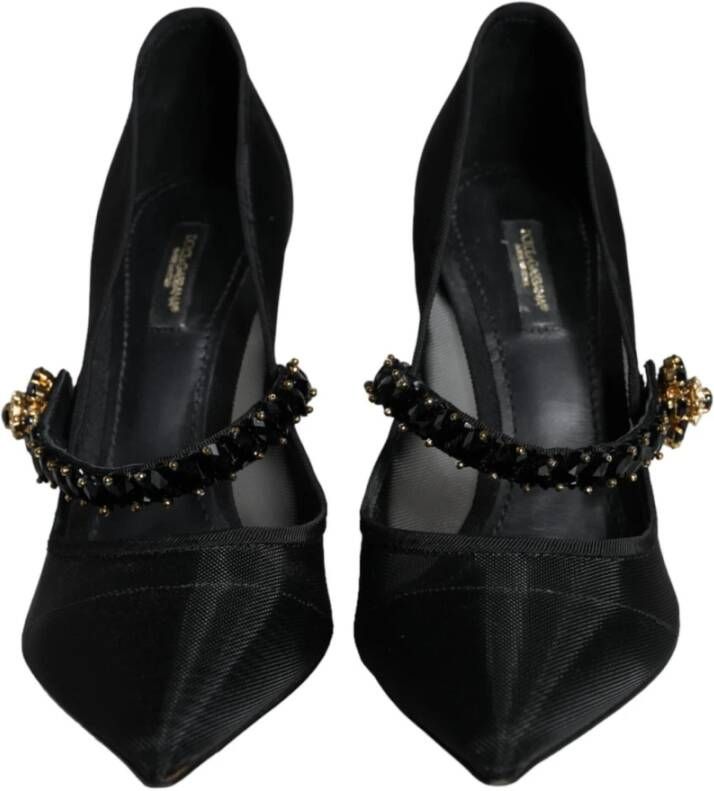 Dolce & Gabbana Kristal Mesh Mary Jane Pumps Black Dames