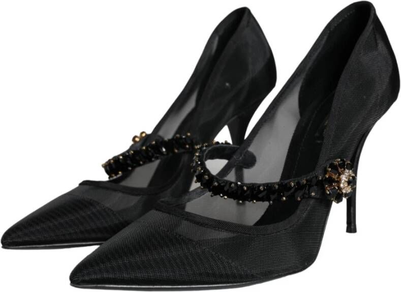 Dolce & Gabbana Kristal Mesh Mary Jane Pumps Black Dames