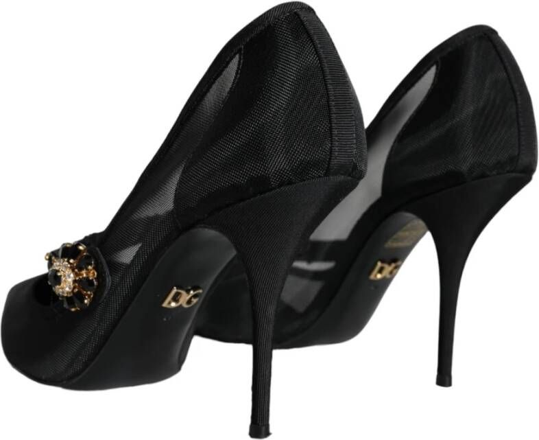 Dolce & Gabbana Kristal Mesh Mary Jane Pumps Black Dames