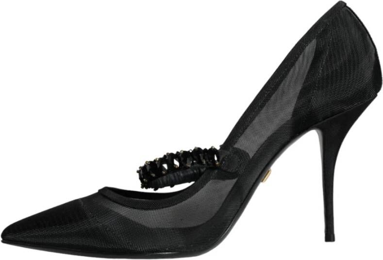 Dolce & Gabbana Kristal Mesh Mary Jane Pumps Black Dames