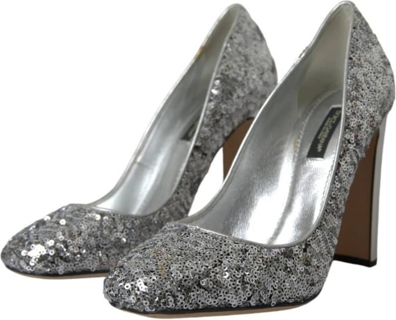 Dolce & Gabbana Kristal Paillet Hoge Hakken Pumps Gray Dames