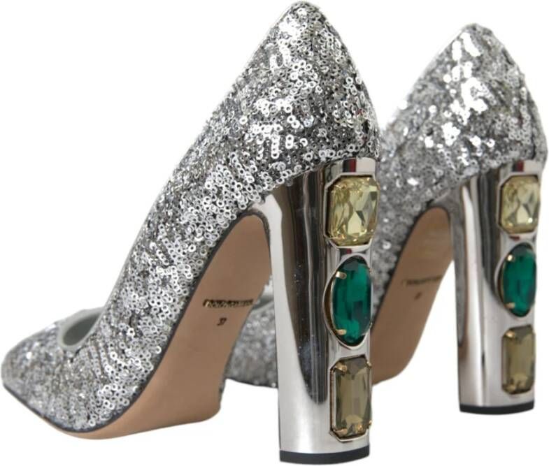 Dolce & Gabbana Kristal Paillet Hoge Hakken Pumps Gray Dames