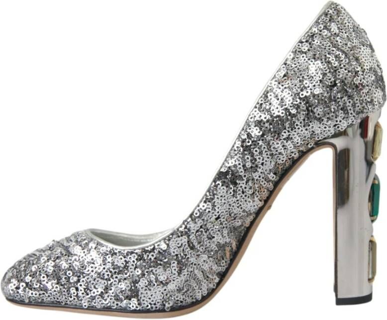 Dolce & Gabbana Kristal Paillet Hoge Hakken Pumps Gray Dames