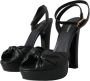 Dolce & Gabbana Kristal Platform Zwarte Leren Sandalen Black Dames - Thumbnail 3