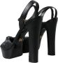 Dolce & Gabbana Kristal Platform Zwarte Leren Sandalen Black Dames - Thumbnail 4