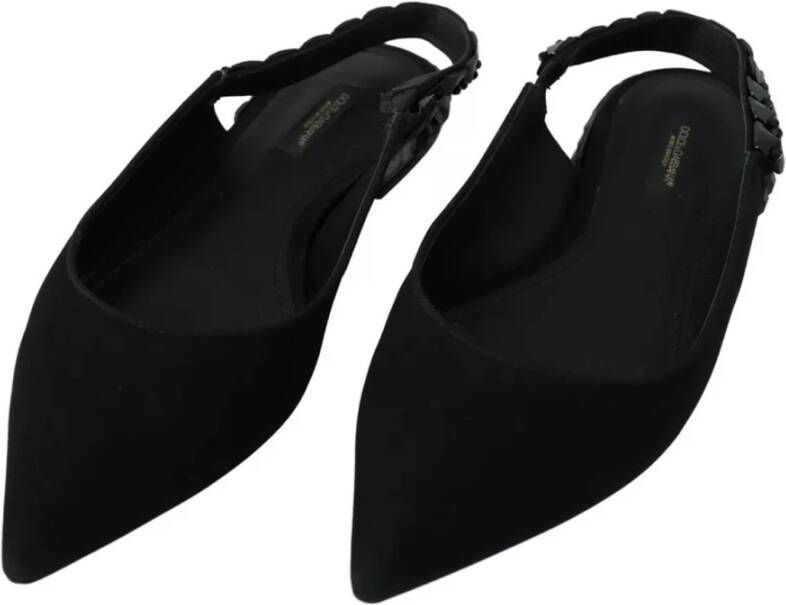 Dolce & Gabbana Kristal Stud Slingback Flats Black Dames