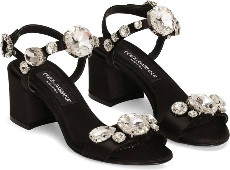 Dolce & Gabbana Kristal Zwarte Sandaal Black Dames