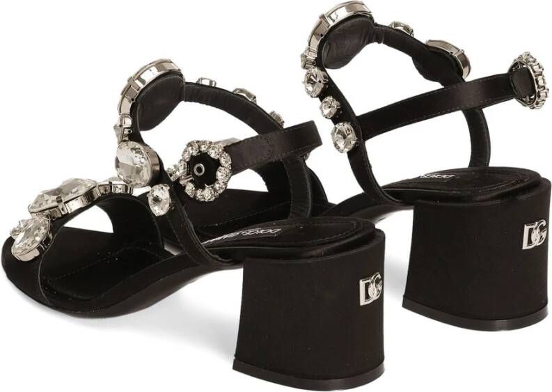 Dolce & Gabbana Kristal Zwarte Sandaal Black Dames