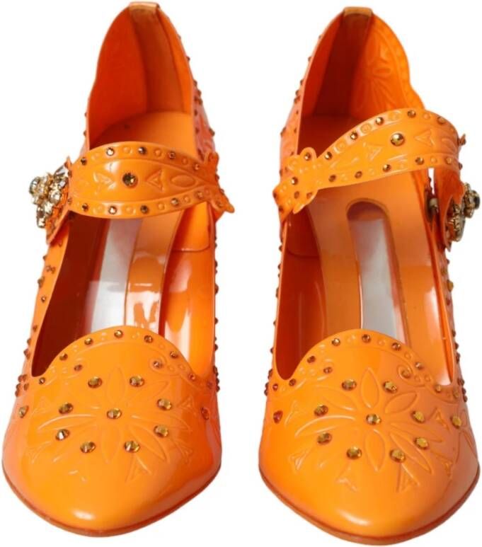 Dolce & Gabbana Kristalbloem Pumps Multicolor Kristallen Orange Dames