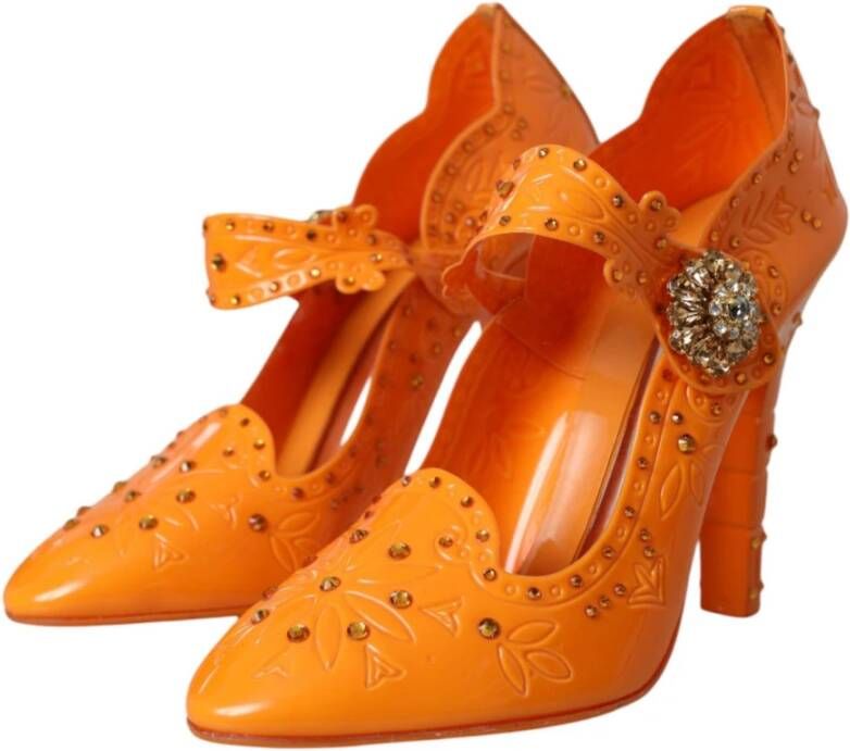 Dolce & Gabbana Kristalbloem Pumps Multicolor Kristallen Orange Dames