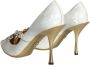 Dolce & Gabbana Kristalboog Parel Pumps Witgoud White Dames - Thumbnail 4