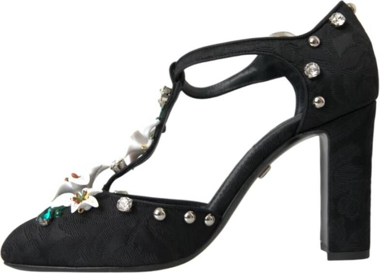 Dolce & Gabbana Kristalhak Bloemenpumps Black Dames