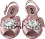 Dolce & Gabbana Kristalhakken Sandalen Roze Zijde Pink Dames - Thumbnail 2