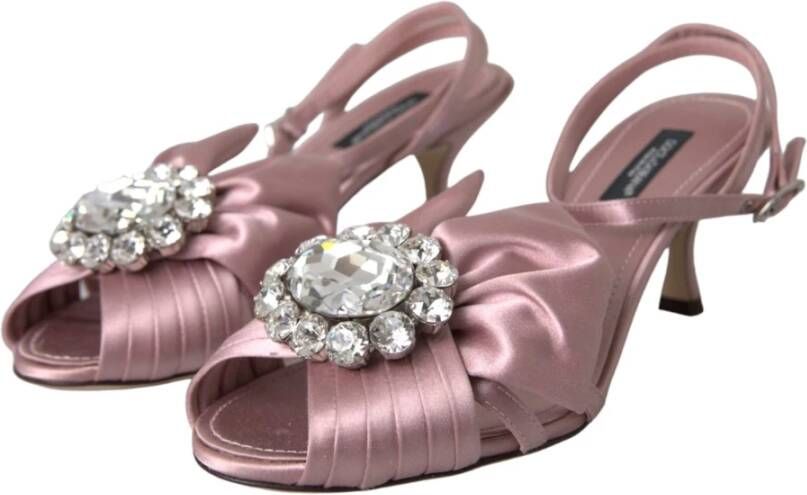 Dolce & Gabbana Kristalhakken Sandalen Roze Zijde Pink Dames