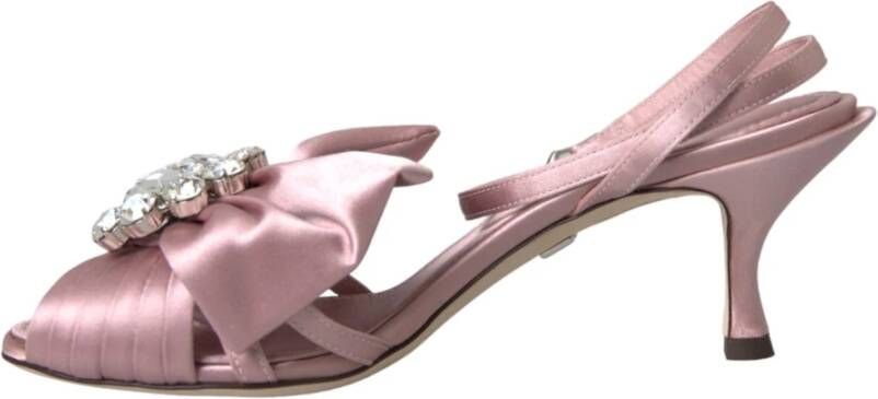 Dolce & Gabbana Kristalhakken Sandalen Roze Zijde Pink Dames