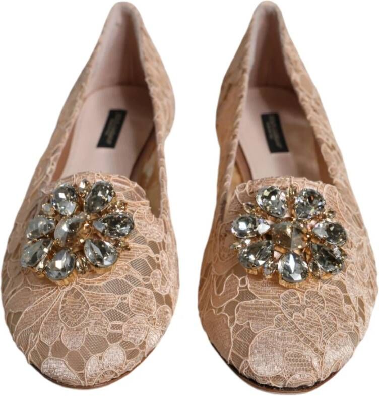 Dolce & Gabbana Kristallen Ballet Flats Beige Italië Beige Dames