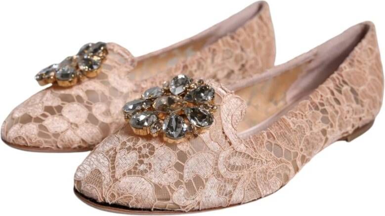 Dolce & Gabbana Kristallen Ballet Flats Beige Italië Beige Dames