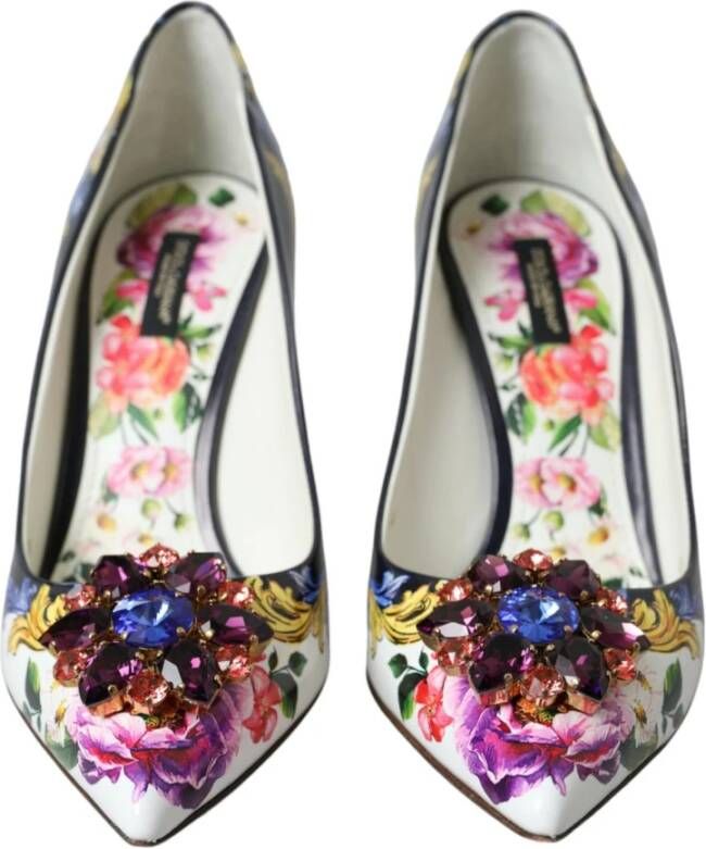 Dolce & Gabbana Kristallen Bloemen Leren Hakken Pumps Multicolor Dames