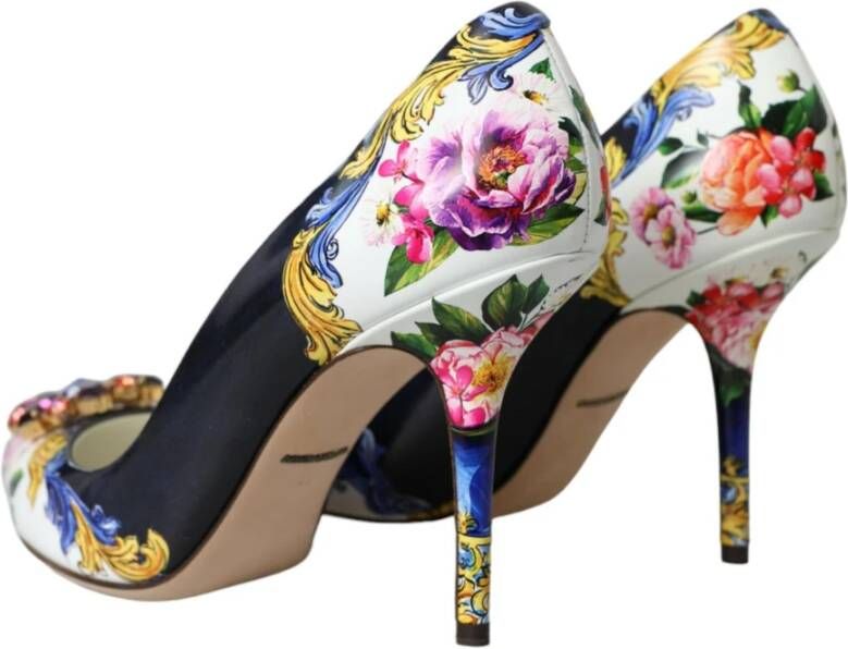 Dolce & Gabbana Kristallen Bloemen Leren Hakken Pumps Multicolor Dames