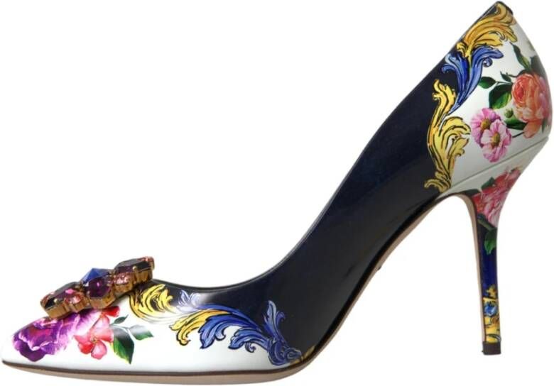 Dolce & Gabbana Kristallen Bloemen Leren Hakken Pumps Multicolor Dames