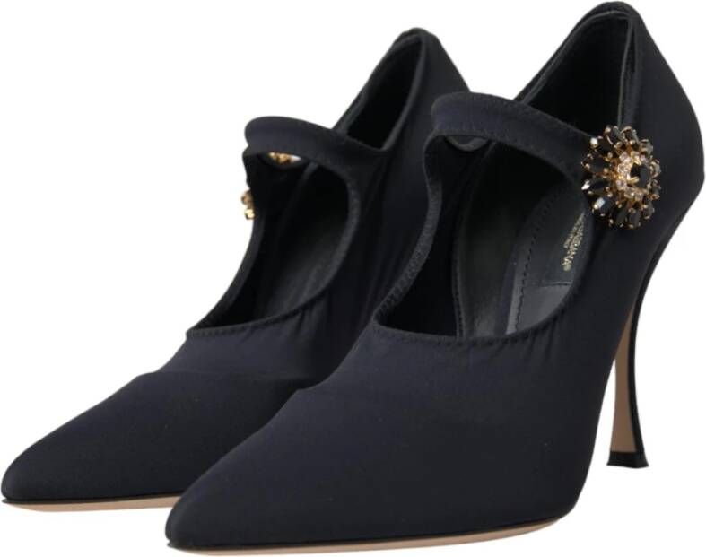 Dolce & Gabbana Kristallen Mary Jane Pumps met Versieringen Black Dames