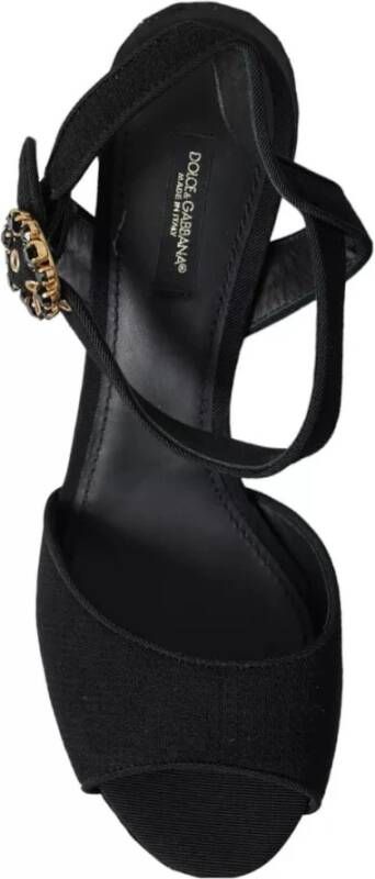 Dolce & Gabbana Kristallen Plateau Sandalen met Spiegelhakken Black Dames