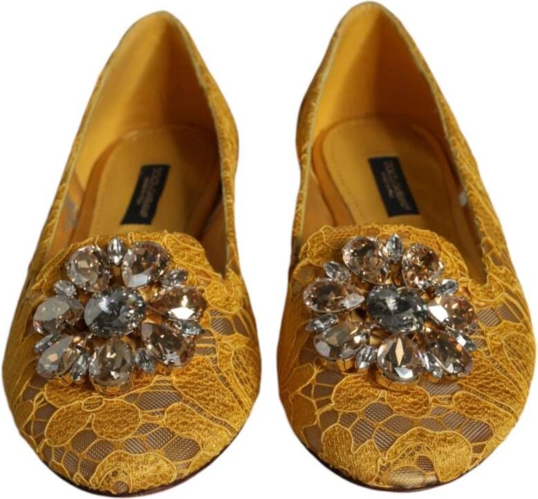 Dolce & Gabbana Kristalversierde balletflats mosterd Yellow Dames