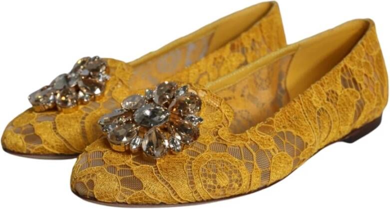 Dolce & Gabbana Kristalversierde balletflats mosterd Yellow Dames