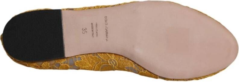 Dolce & Gabbana Kristalversierde balletflats mosterd Yellow Dames