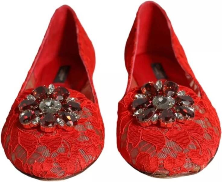 Dolce & Gabbana Kristalversierde balletflats Red Dames