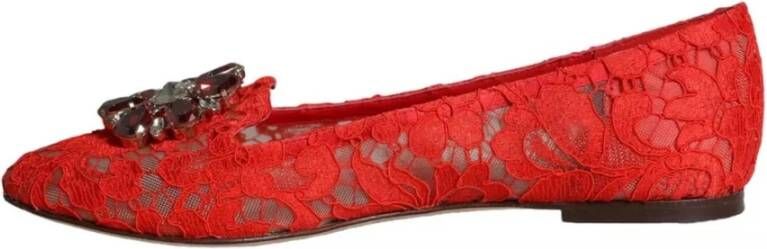 Dolce & Gabbana Kristalversierde balletflats Red Dames