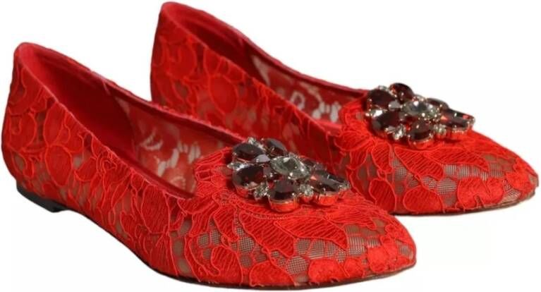 Dolce & Gabbana Kristalversierde balletflats Red Dames