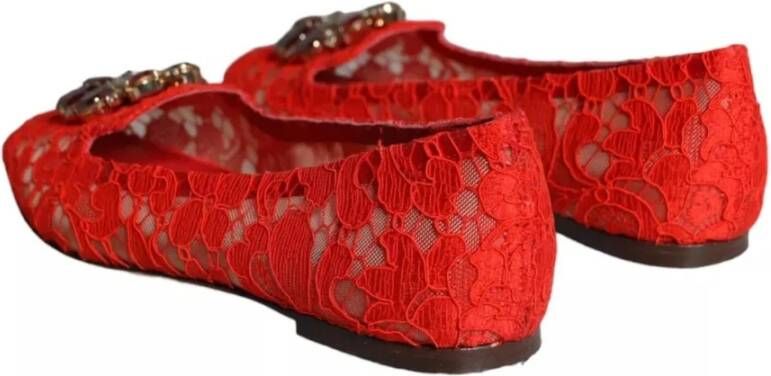 Dolce & Gabbana Kristalversierde balletflats Red Dames