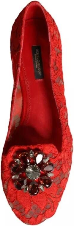 Dolce & Gabbana Kristalversierde balletflats Red Dames