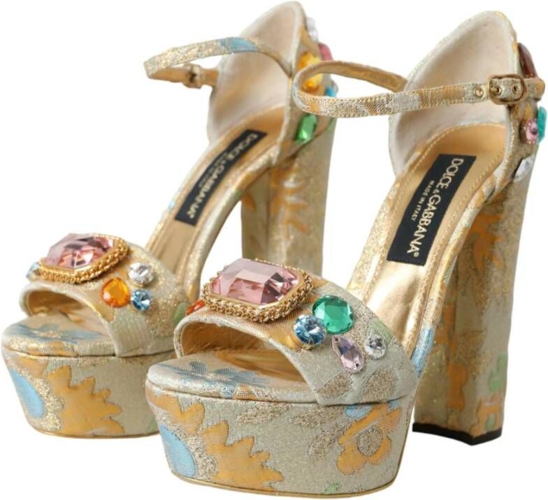 Dolce & Gabbana Kristalversierde Bloemsandalen Multicolor Dames