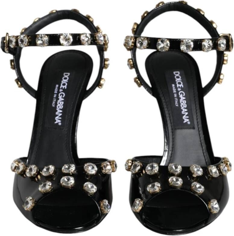 Dolce & Gabbana Kristalversierde enkelband sandalen Black Dames