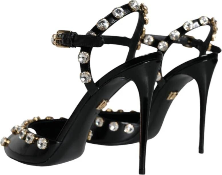 Dolce & Gabbana Kristalversierde enkelband sandalen Black Dames