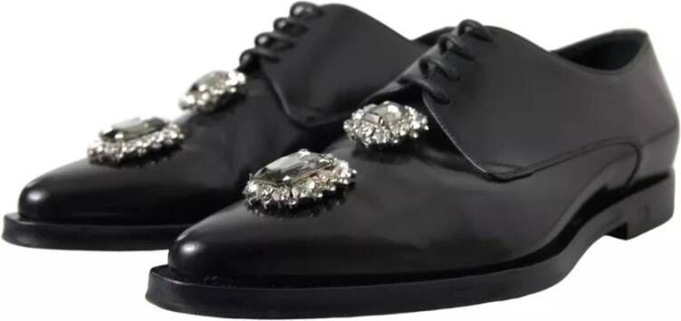 Dolce & Gabbana Kristalversierde Formele Leren Schoenen Black Dames