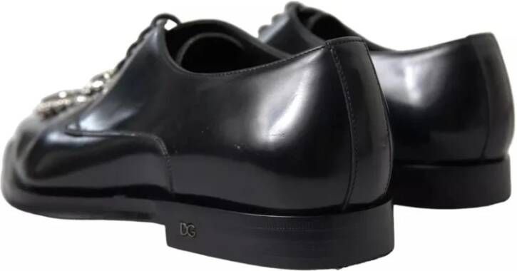 Dolce & Gabbana Kristalversierde Formele Leren Schoenen Black Dames