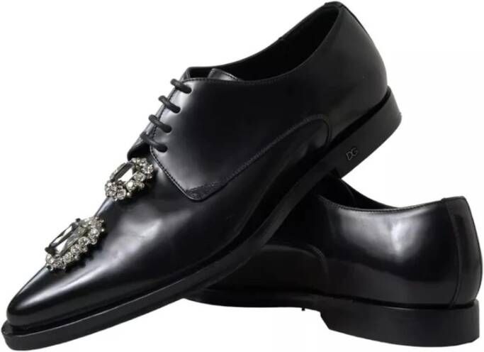 Dolce & Gabbana Kristalversierde Formele Leren Schoenen Black Dames