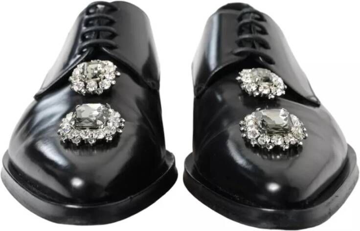 Dolce & Gabbana Kristalversierde Formele Leren Schoenen Black Dames