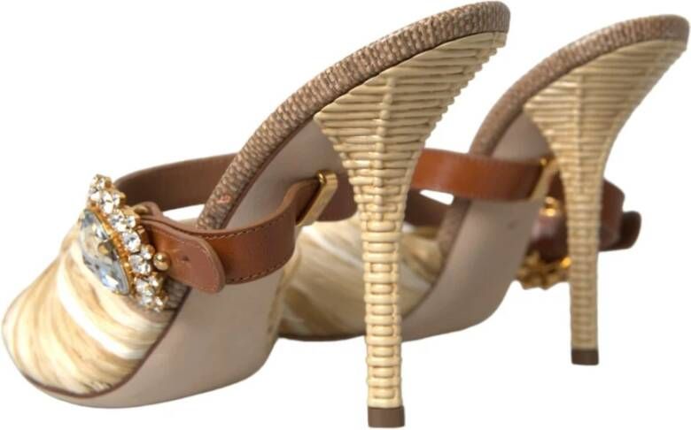 Dolce & Gabbana Kristalversierde Hak Sandalen Beige Dames