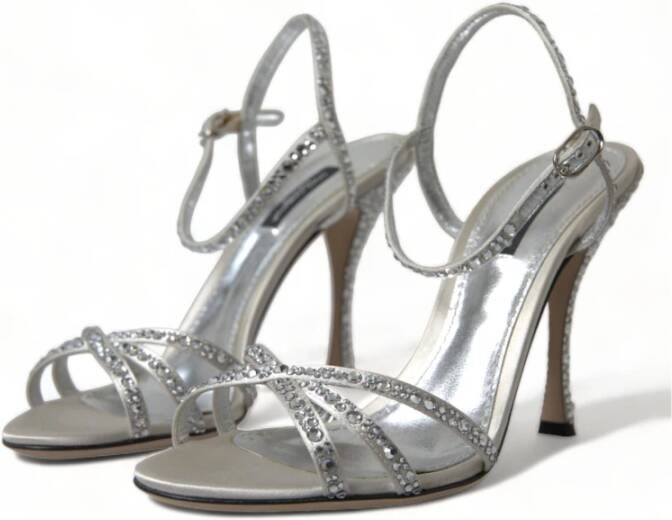 Dolce & Gabbana Kristalversierde hak sandalen Gray Dames