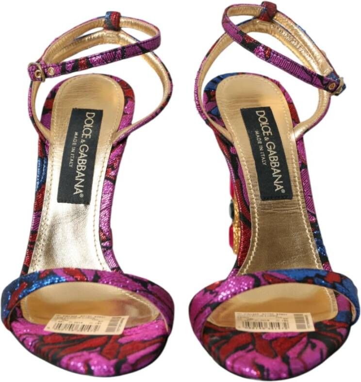 Dolce & Gabbana Kristalversierde Jacquard Sandalen Multicolor Dames