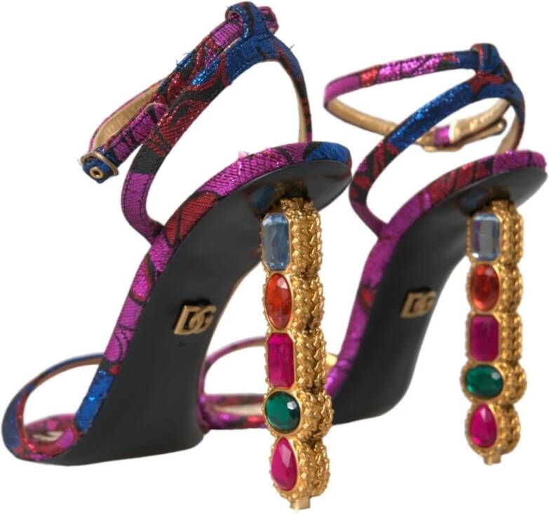 Dolce & Gabbana Kristalversierde Jacquard Sandalen Multicolor Dames