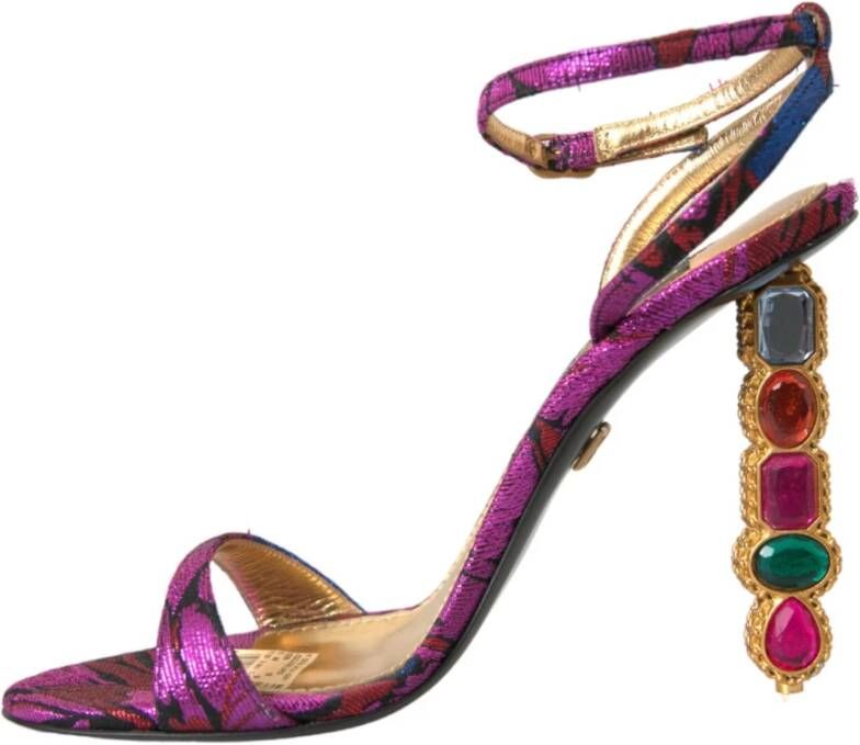 Dolce & Gabbana Kristalversierde Jacquard Sandalen Multicolor Dames