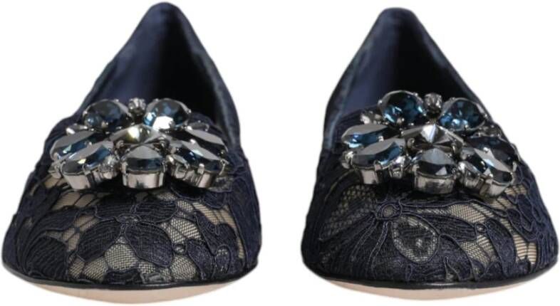 Dolce & Gabbana Kristalversierde Kant Flats Blue Dames