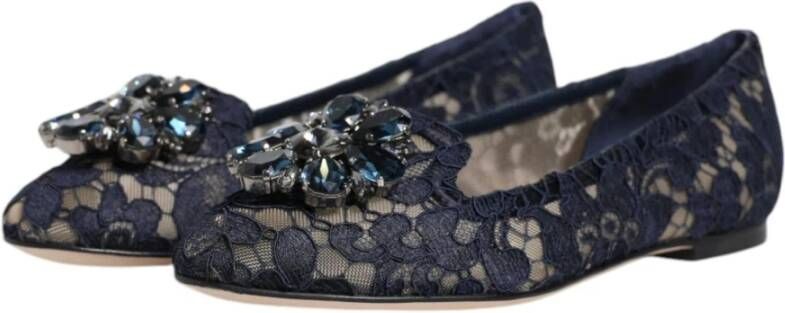 Dolce & Gabbana Kristalversierde Kant Flats Blue Dames