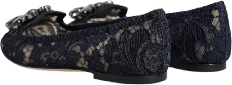 Dolce & Gabbana Kristalversierde Kant Flats Blue Dames